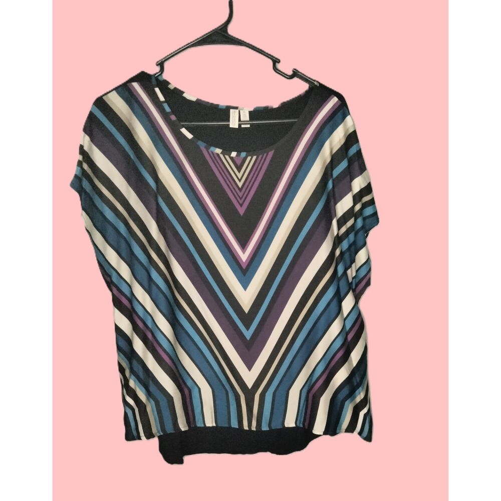 Madison ~ Black Purple Retro Hi-Lo Top ~ Size XL